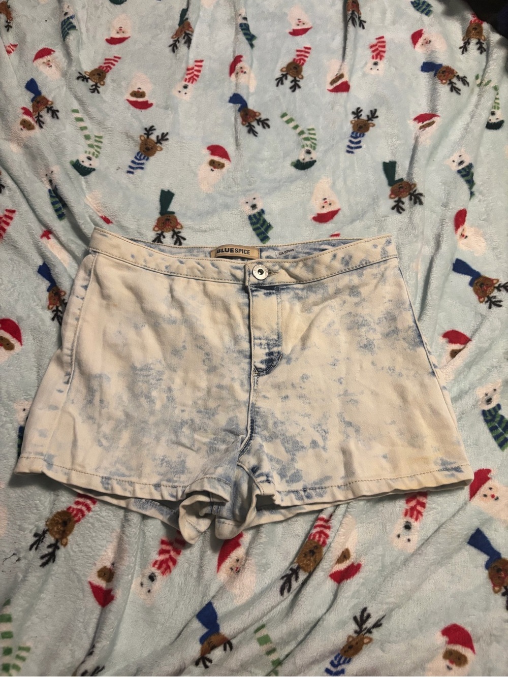 Blue Spice High-Waist Light Blue Acid Wash Denim Shorts